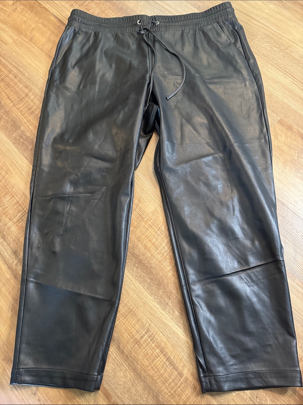 LOFT Black Faux Leather Relaxed Jogger Jeans